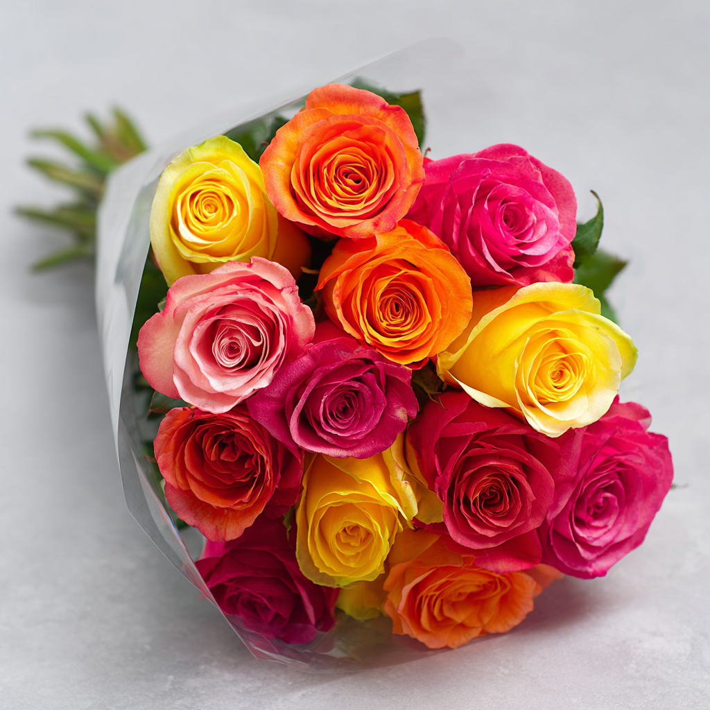 12 Assorted Roses Bouquet | Includes Card