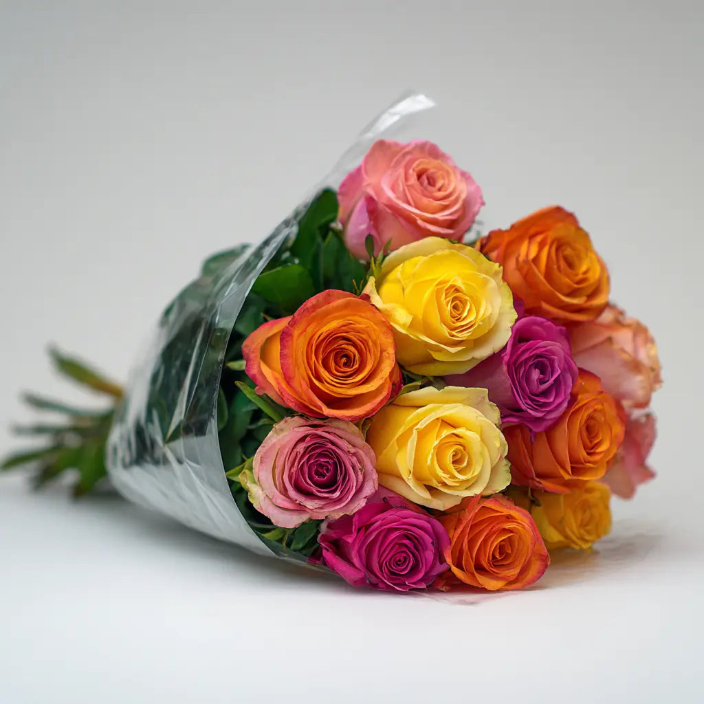 12 Assorted Roses Bouquet | With Teddy, Chocolate & Card Send Blooms