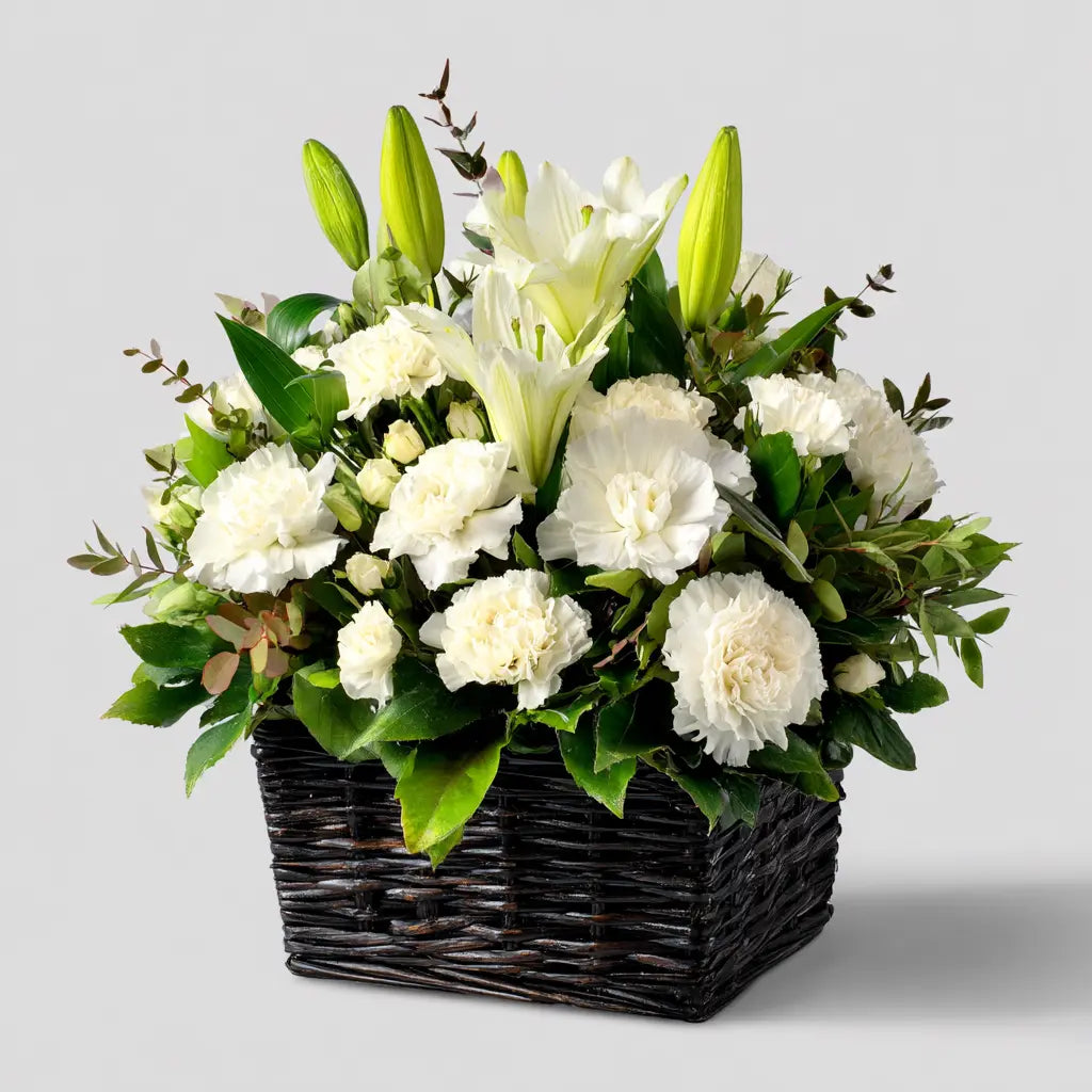Beautiful White Planter Basket Send Blooms