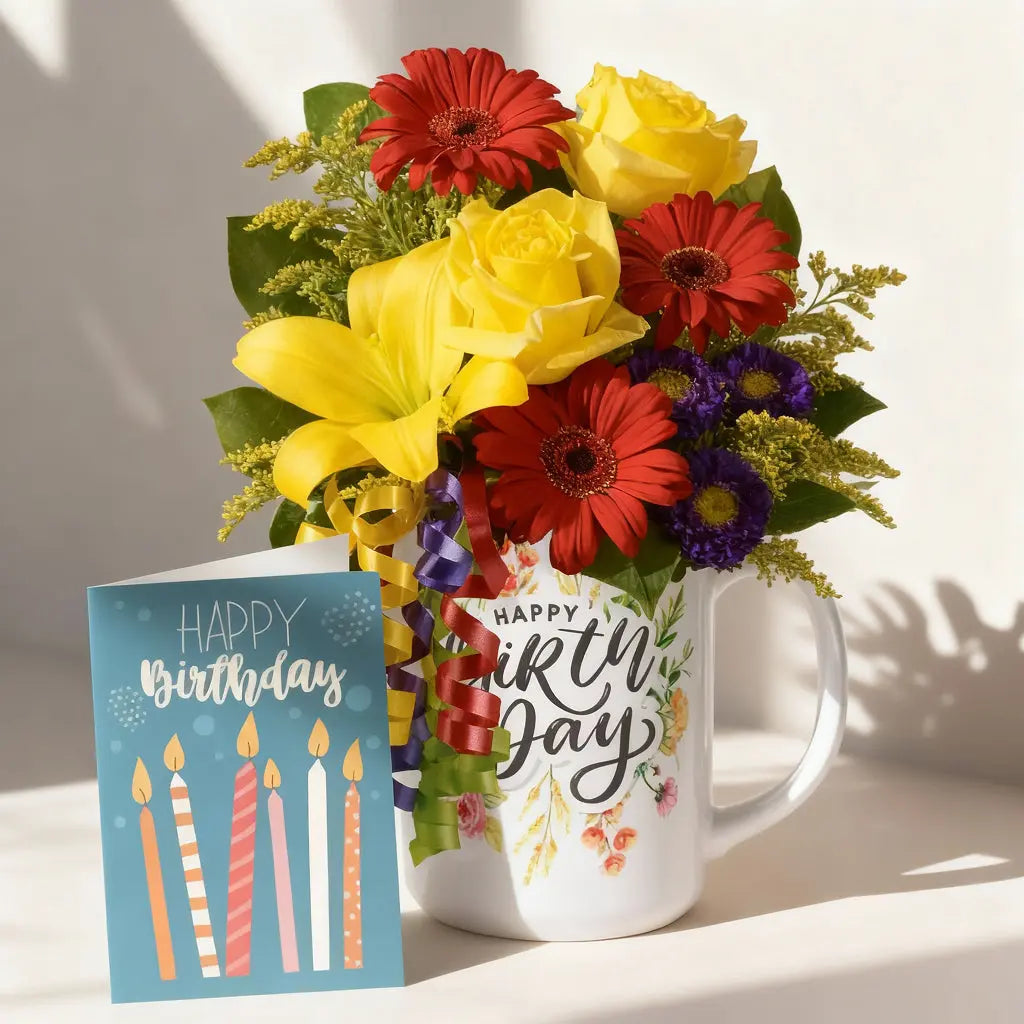 Birthday Flowers in a Mug Send Blooms