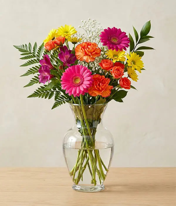Bright Colours Designer’s Choice with Vase Send Blooms