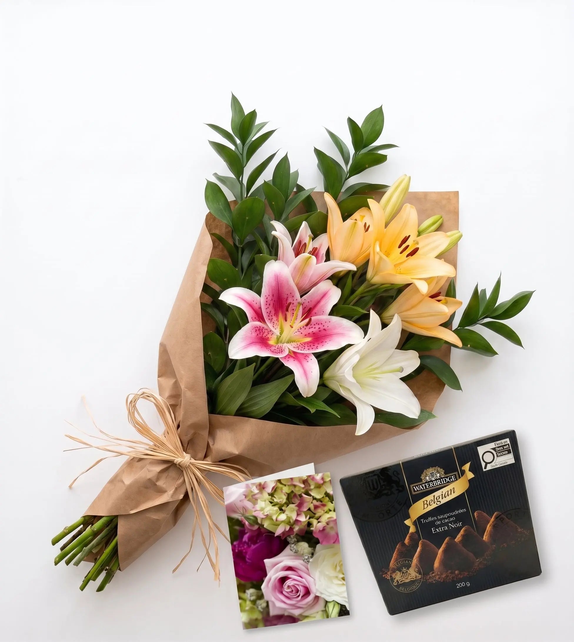 Bunch of Assorted Lilies with Card & Truffles Send Blooms
