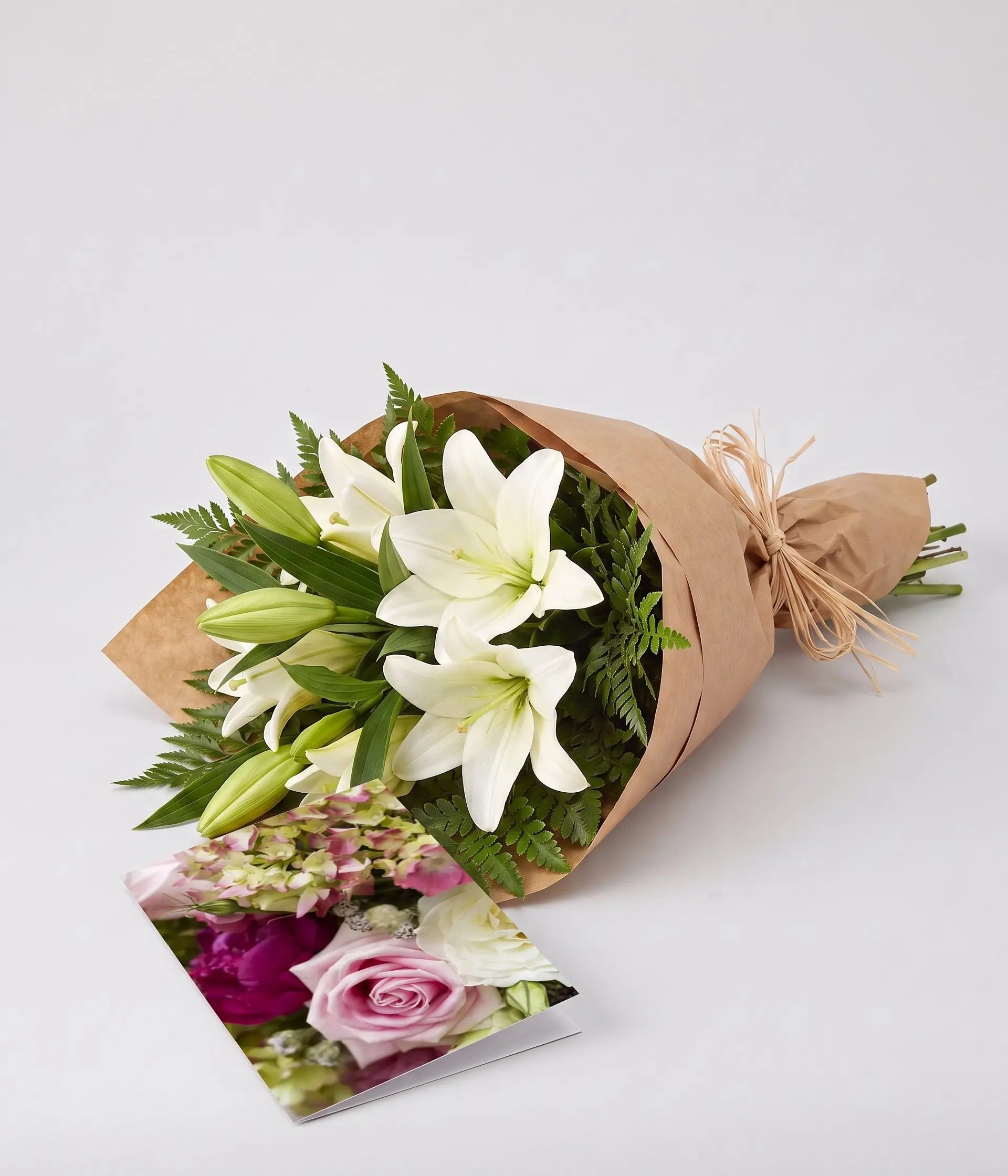 Bunch of White Lilies with Card Send Blooms