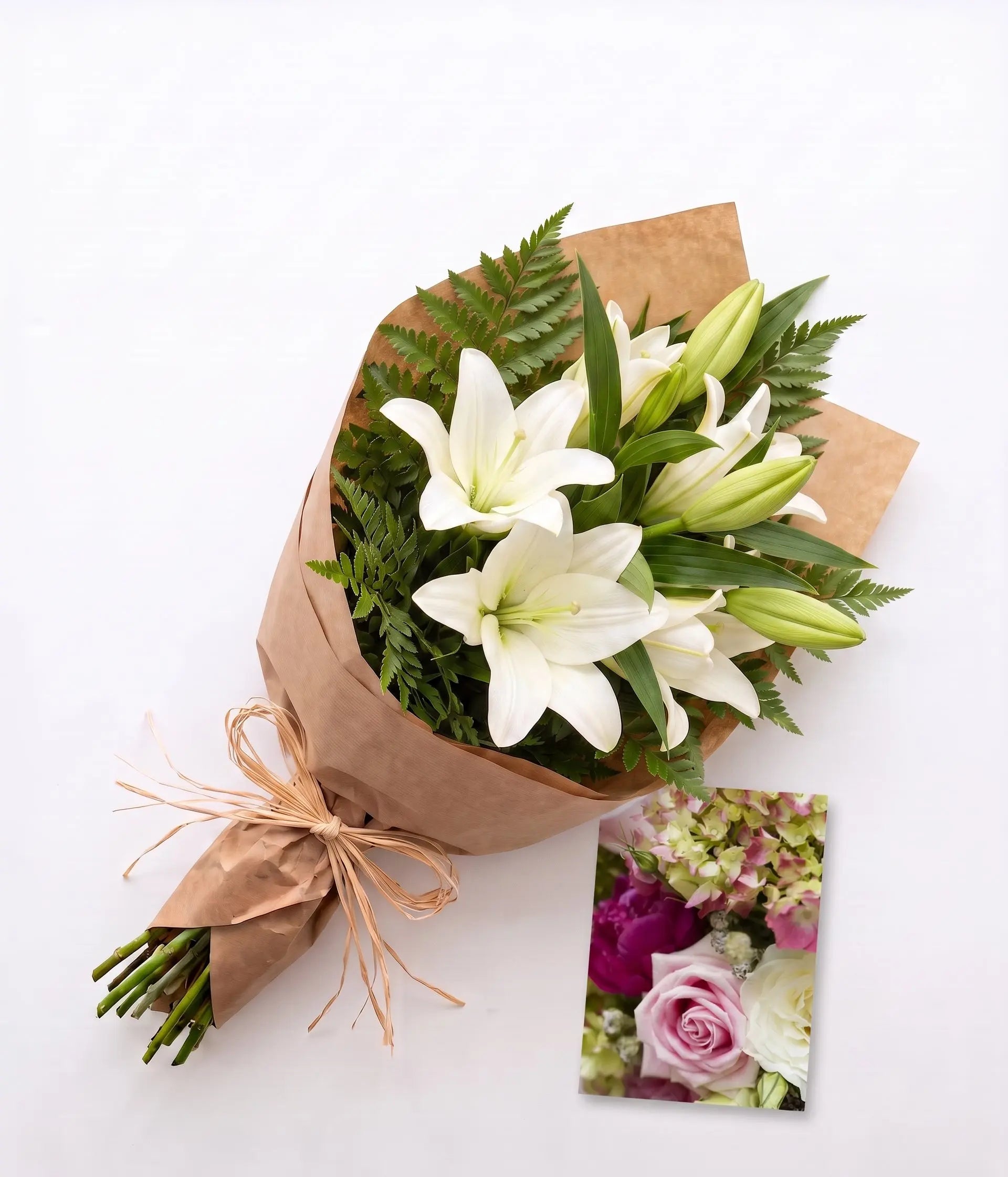 Bunch of White Lilies with Card Send Blooms
