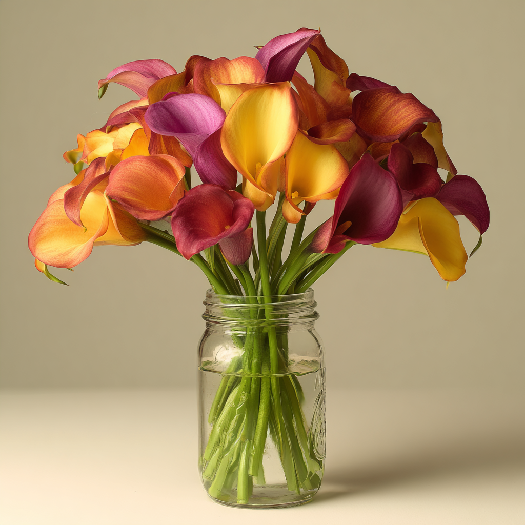 Calla Lily Variety Bouquet in Mason Jar