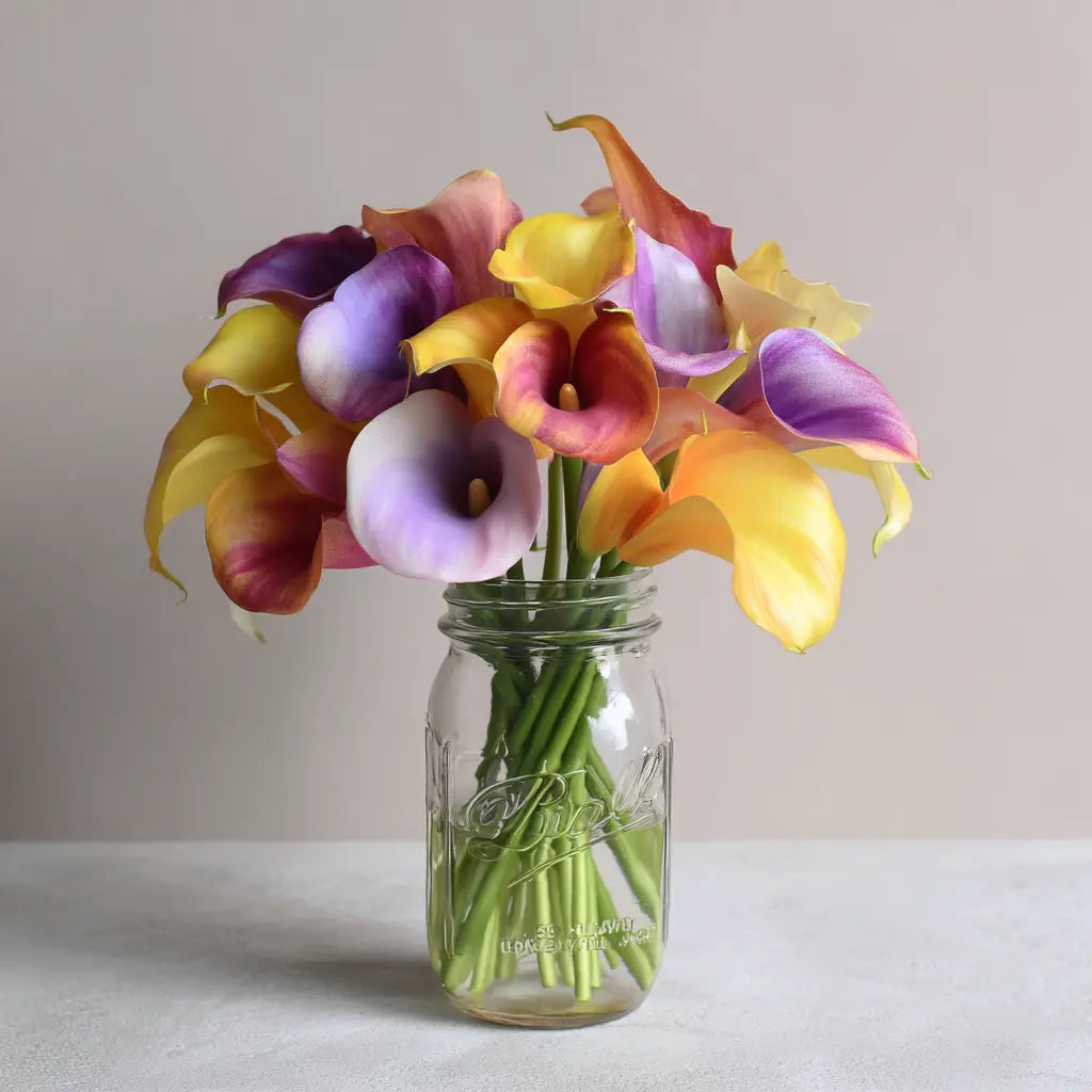 Calla Lily Variety Bouquet in Mason Jar Send Blooms