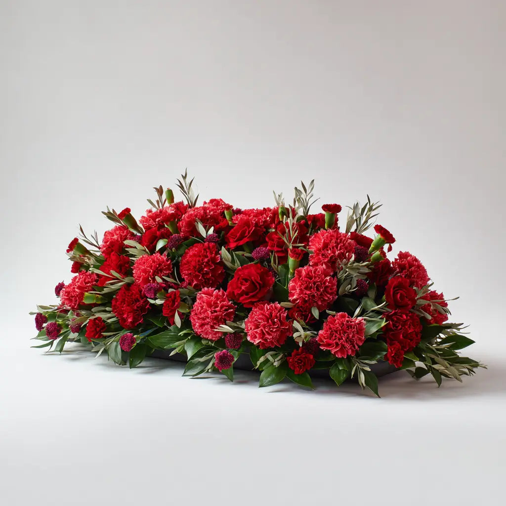 Classic Red Casket Spray Arrangement Send Blooms
