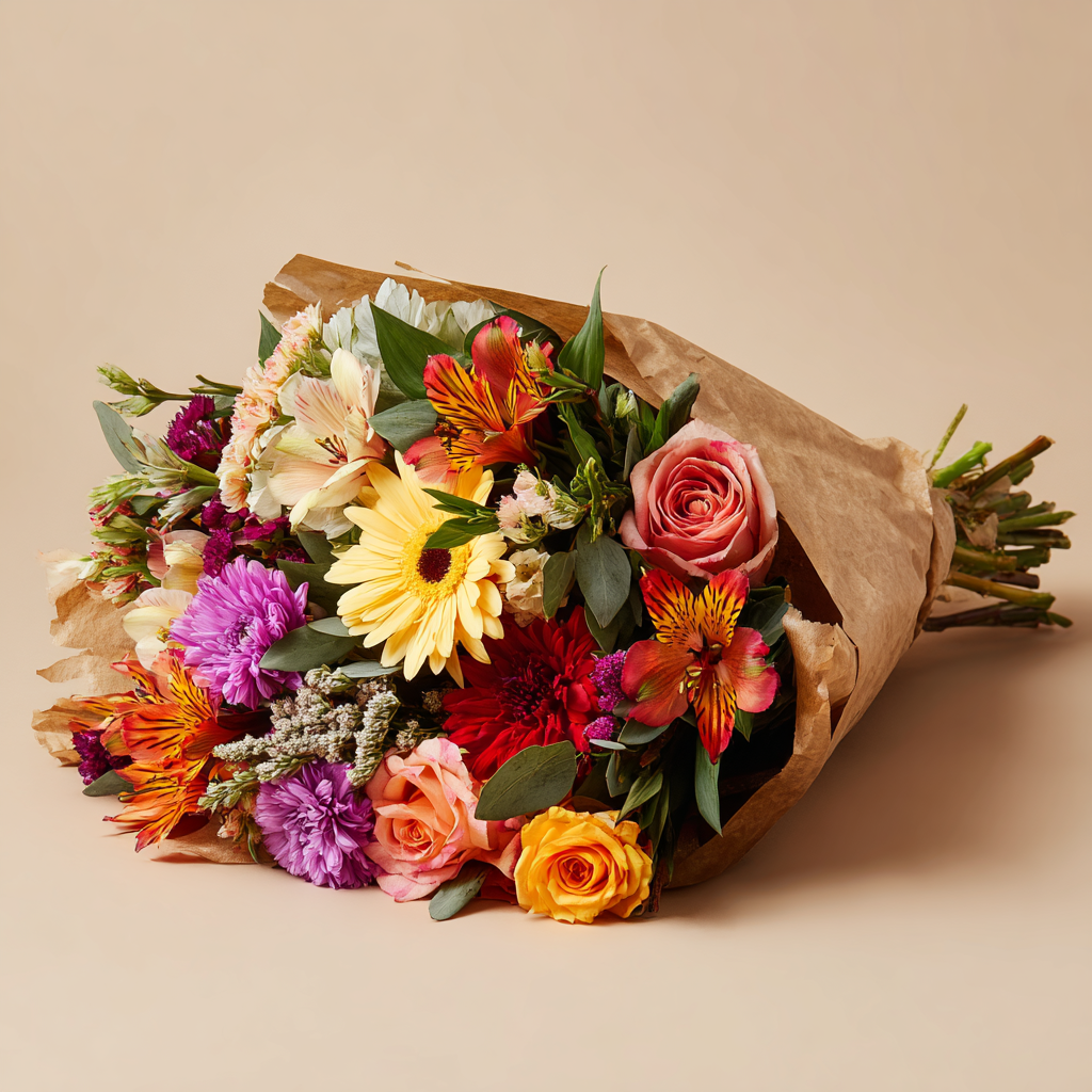 Custom Designed Autumn Inspired Hand Tied Bouquet | with Card & Truffles