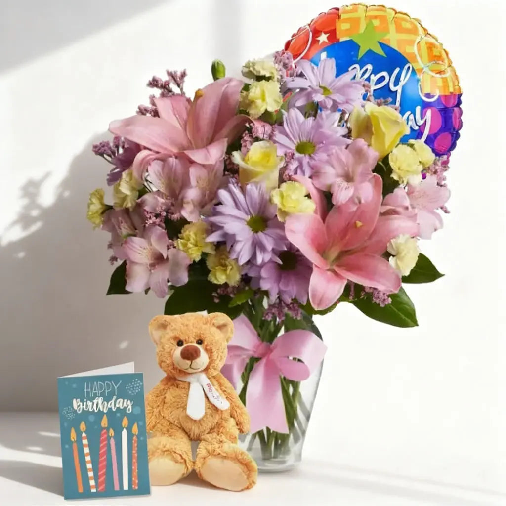 Custom Designed Birthday Bouquet & Gift 4 Send Blooms
