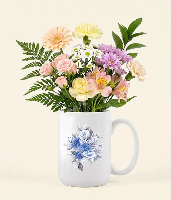 Designer Blush Floral Mug Send Blooms