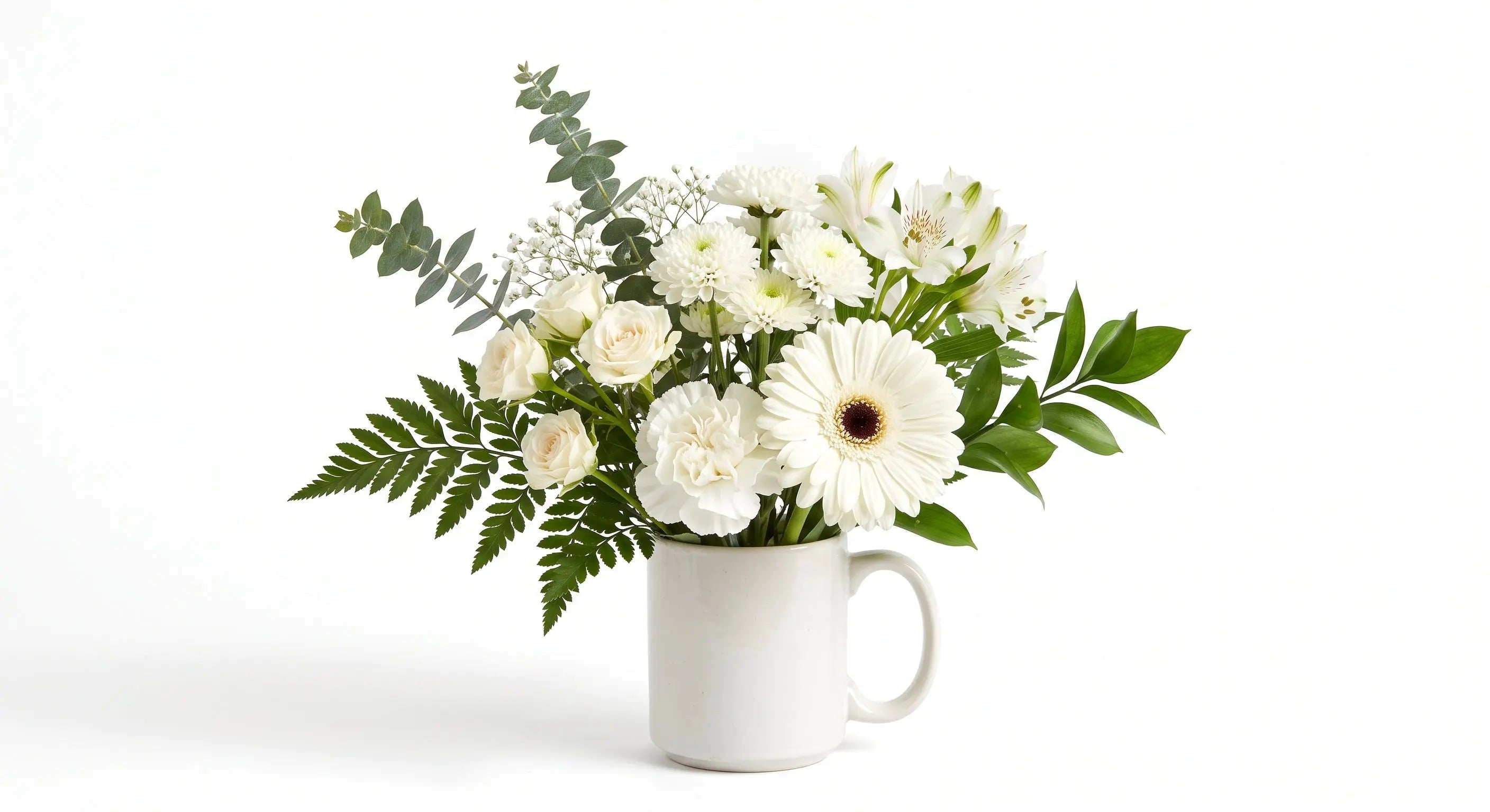 Designer White Floral Mug Send Blooms
