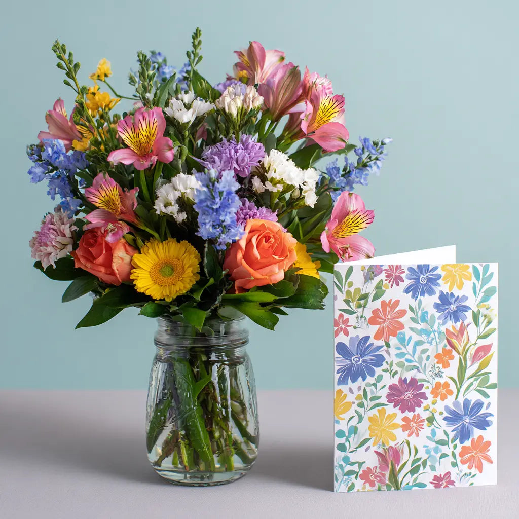 Custom Designed Mason Jar Arrangement 2 Send Blooms