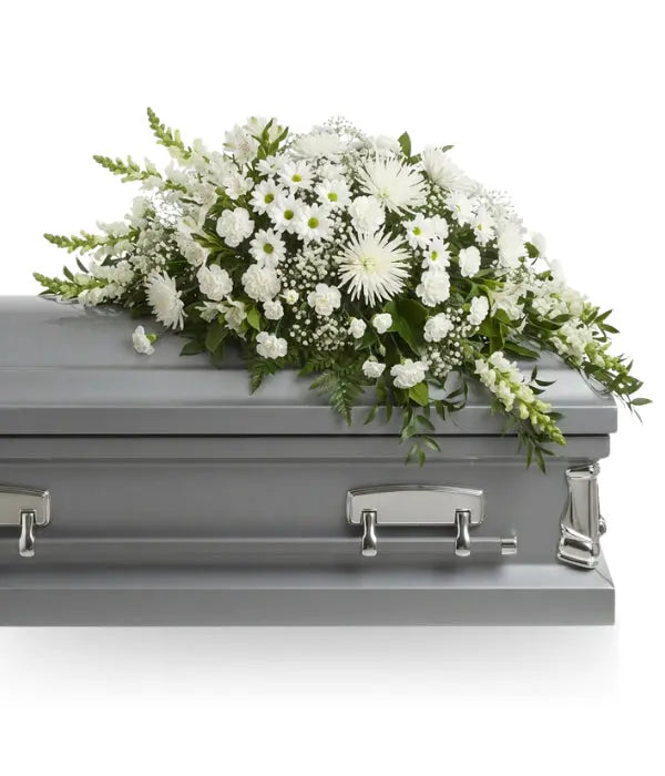 Eternal Love White Funeral Casket Spray