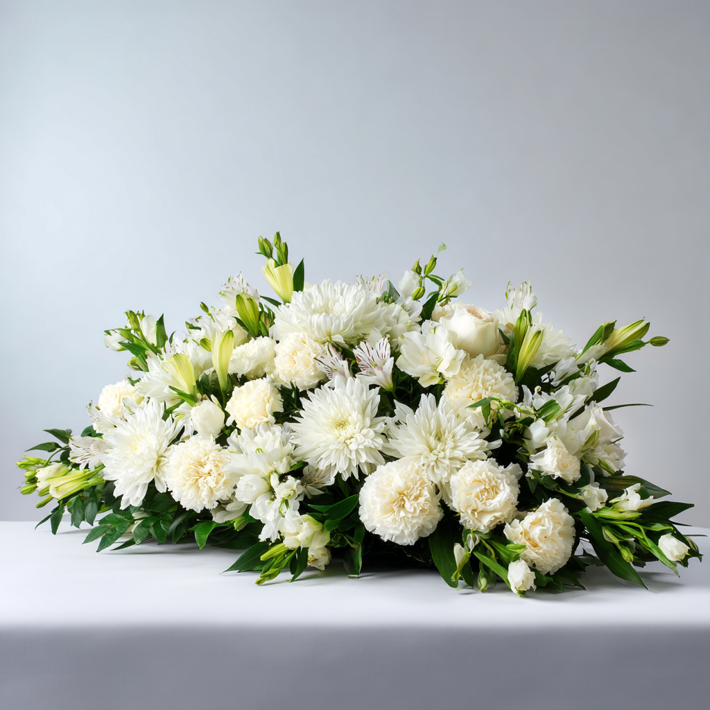 Eternal Love White Funeral Casket Spray