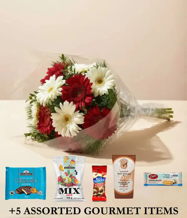 Festive Christmas Star Arrangement & Gourmet Gifts Send Blooms