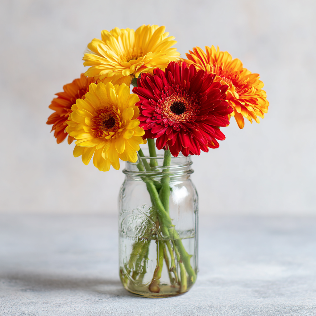Gerbera Daisies in Rustic Mason Jar