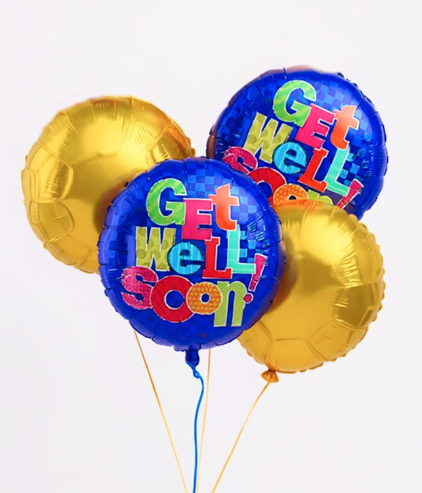 Get Well Soon Balloon Bouquet - Set of 4 Cheerful Balloons