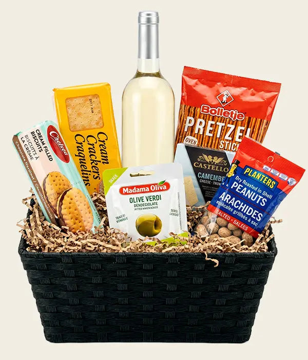 Gourmet White Wine and Cheese Gift Basket Send Blooms