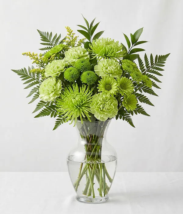 Green with Envy Bouquet in Vase Send Blooms