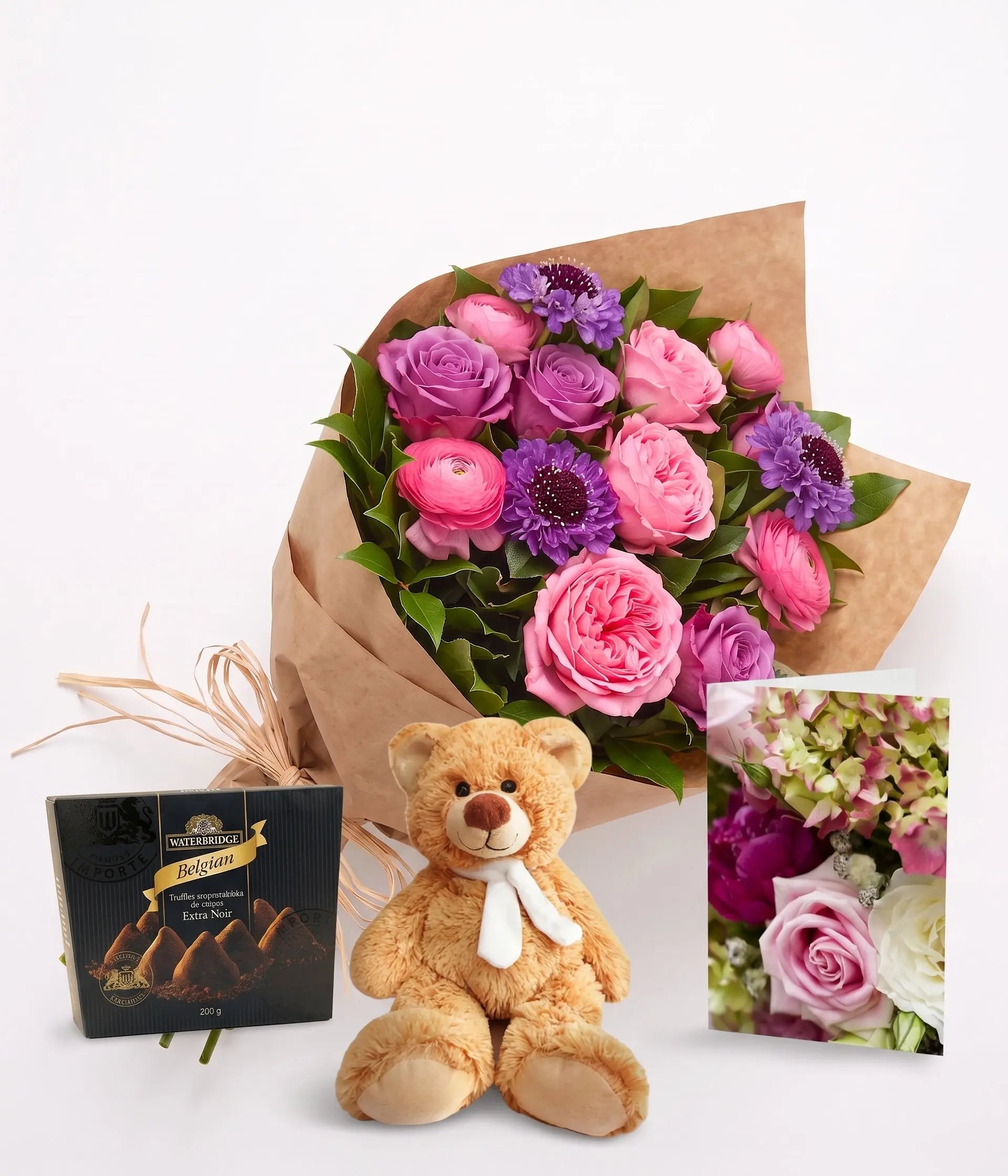 Hand Tied Purple & Pink Collection 4 Send Blooms