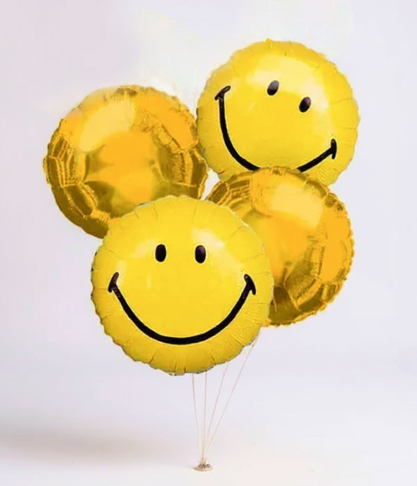 Smiley Face Balloon Bouquet Set of 4 - Perfect for Celebrations