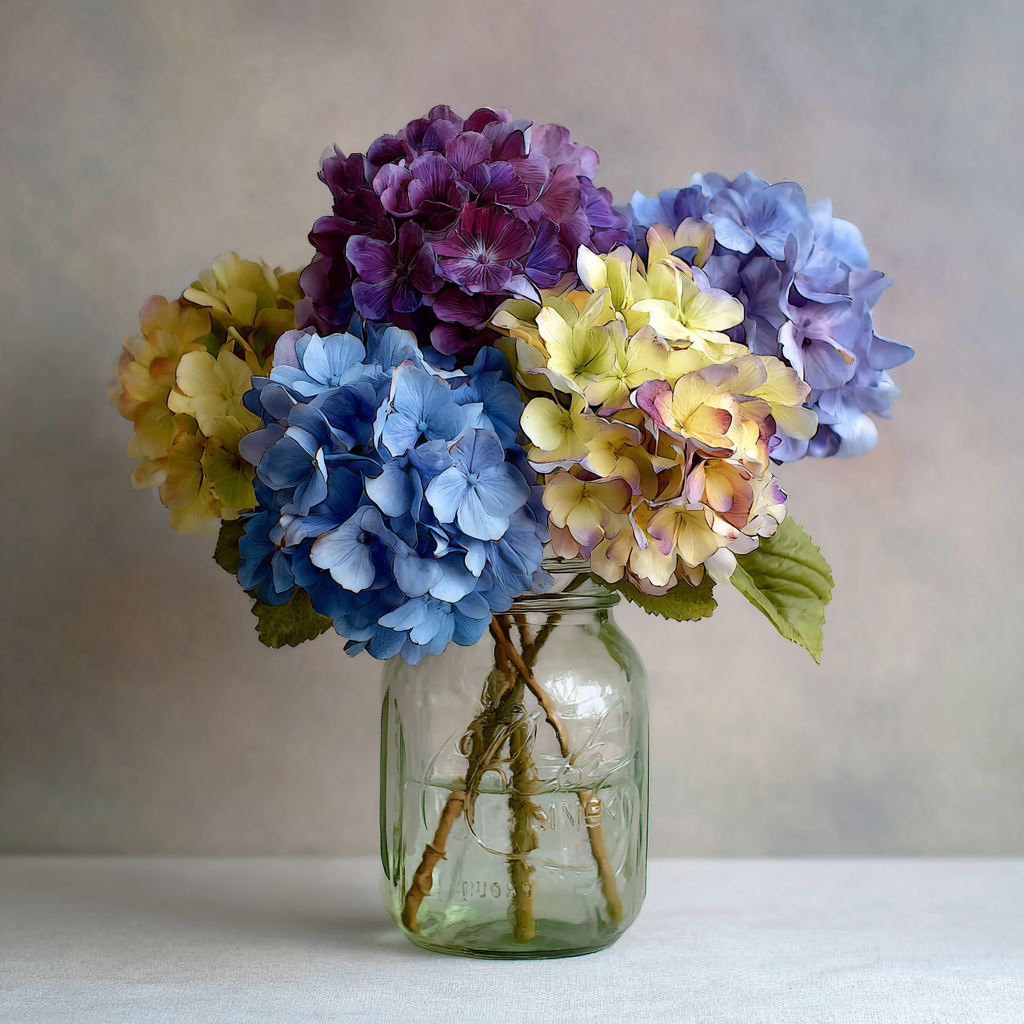 Rustic Mason Jar Hydrangea Bouquet