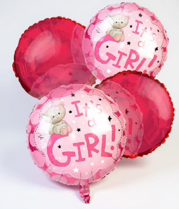 Pink Baby Girl Balloon Bouquet - Set of 4