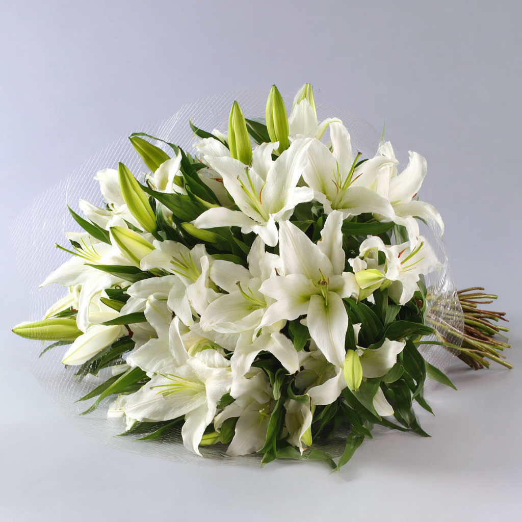 All White Lily Bouquet & Card