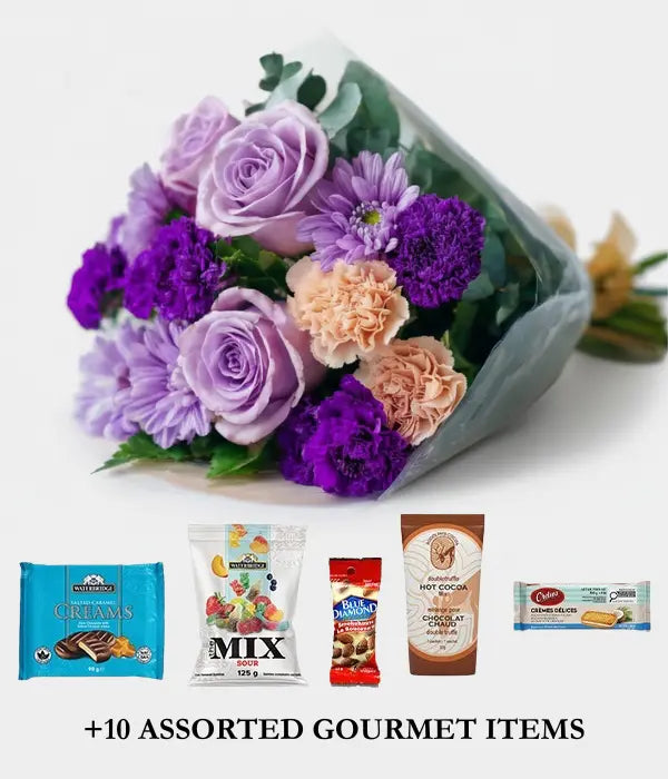 Magenta Magic Bouquet & Gourmet Gifts Send Blooms