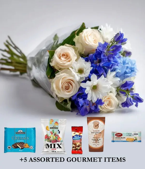 Midnight Blue Bouquet & Gourmet Gifts Send Blooms