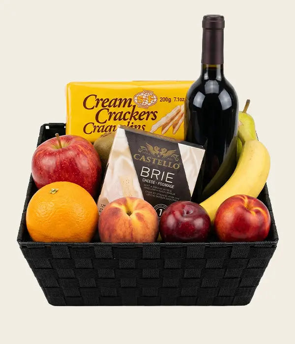 Red Wine, Cheese & Fruit Gift Basket Send Blooms