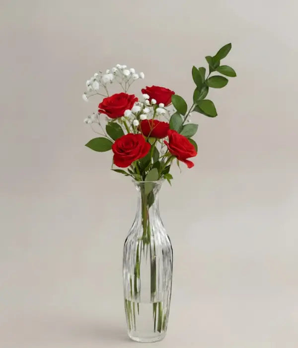Intense Red Spray Rose in a Bud Vase Send Blooms