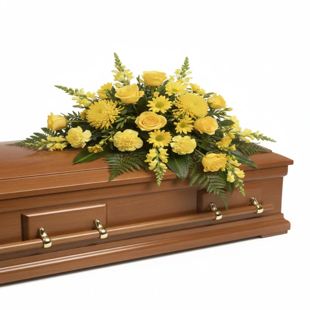 Remembering Joy Casket Spray Flower Arrangement