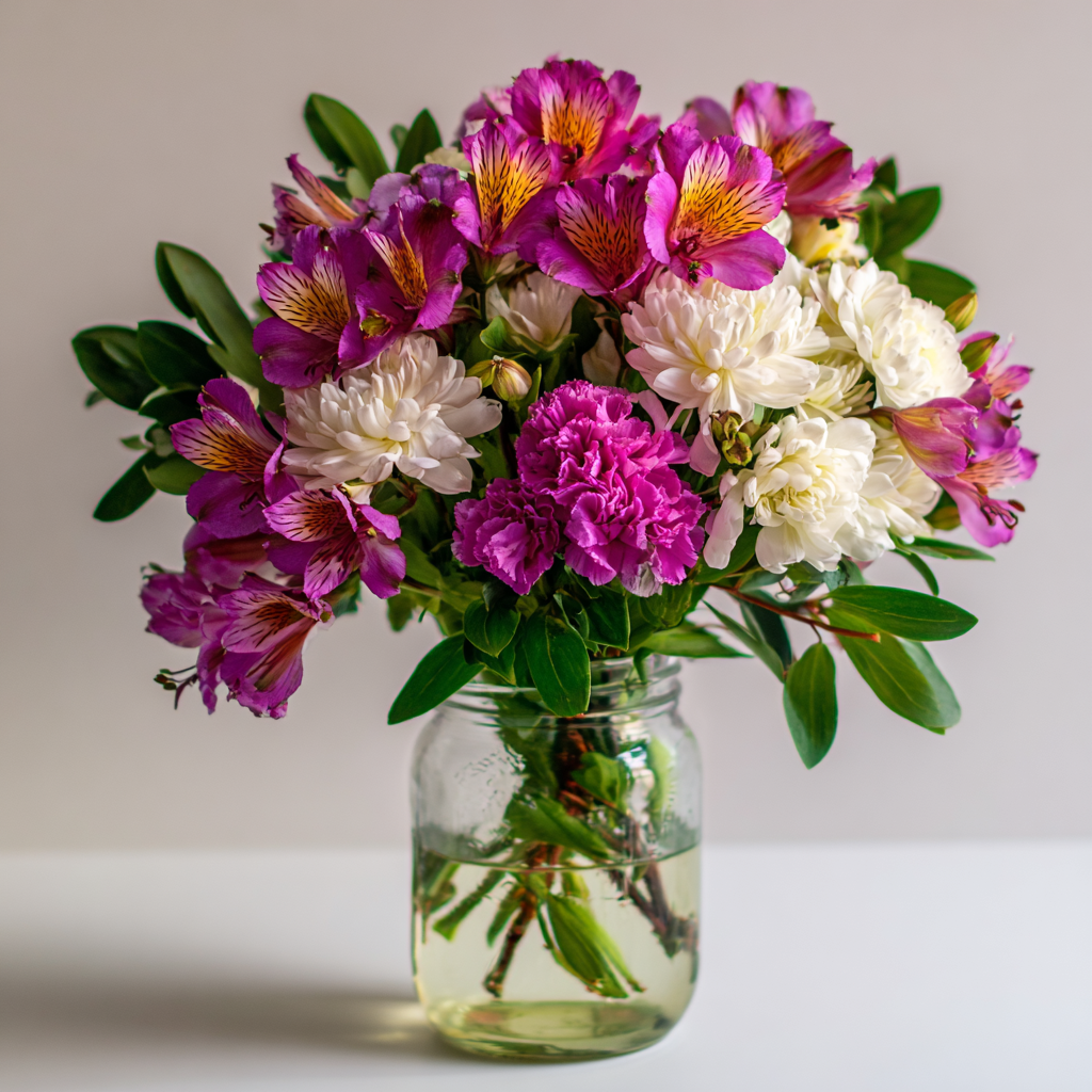 Romantic Mason Jar Flower Arrangement