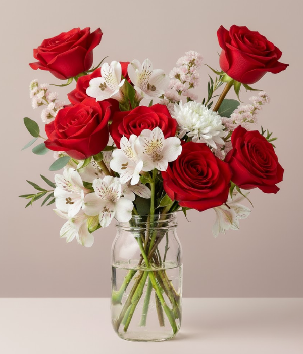 Rosy Christmas in Mason Jar