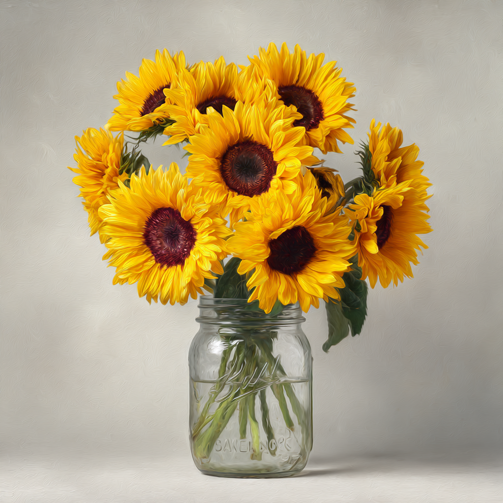 Rustic Sunflower Bouquet in Mason Jar