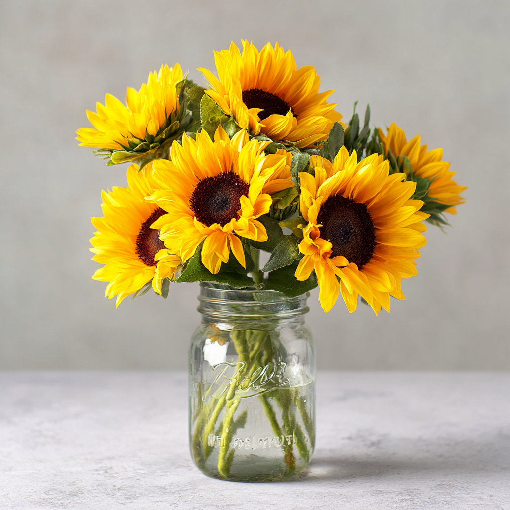 Sunflower Bouquet in Rustic Mason Jar