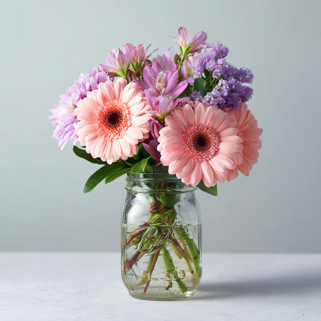 Pink Hues in a Mason Jar