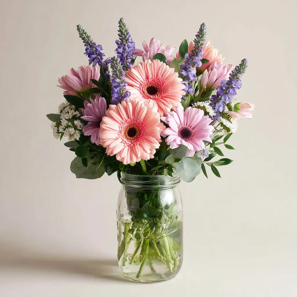 Pink Hues in a Mason Jar Send Blooms