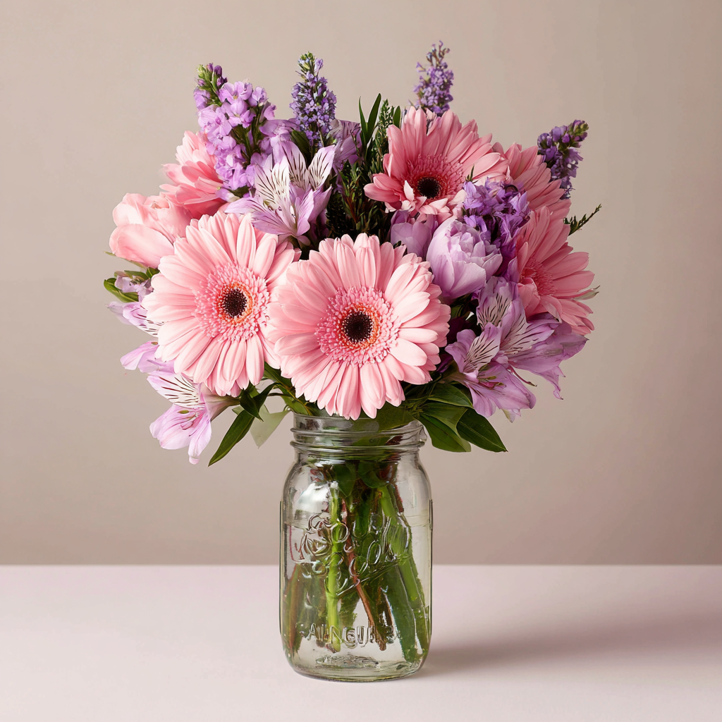 Pink Hues in a Mason Jar