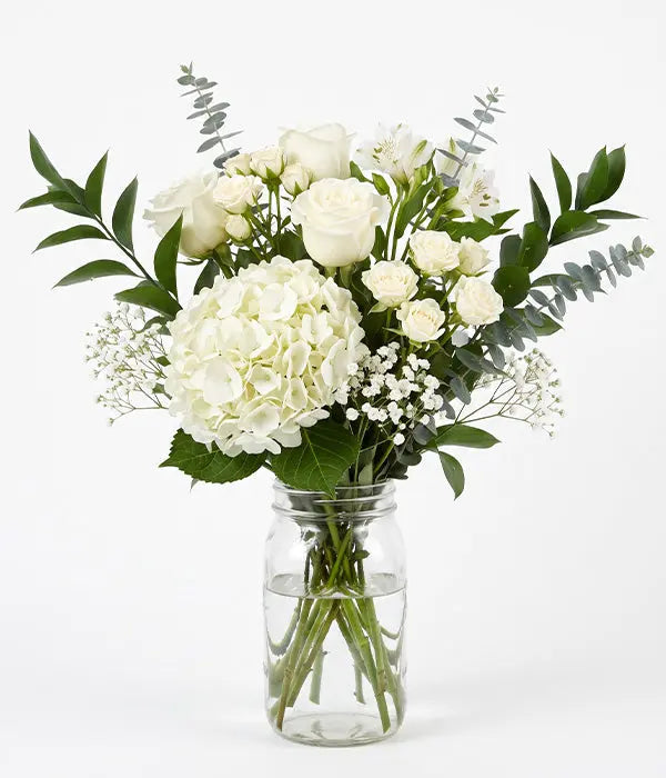 Tranquil Cloudscape in a Mason Jar Send Blooms