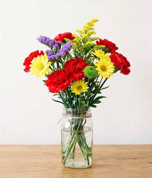 Vibrant Joy Bouquet in Mason Jar Send Blooms
