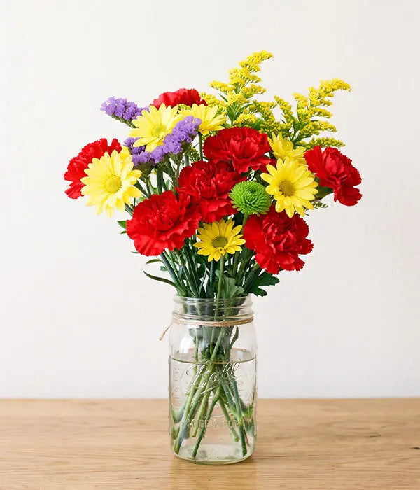 Vibrant Joy Bouquet in Mason Jar Send Blooms