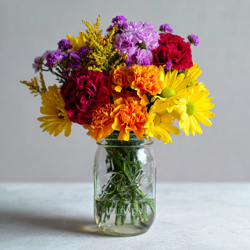 Vibrant Joy Bouquet in Mason Jar