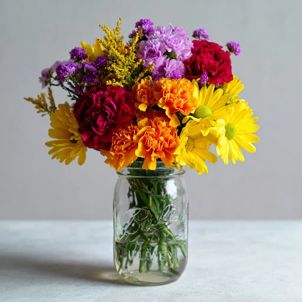Vibrant Joy Bouquet in Mason Jar Send Blooms