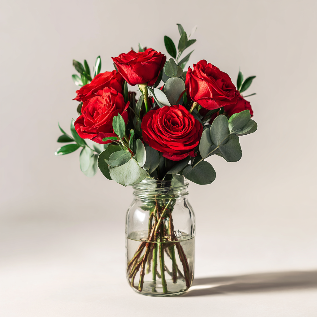 Mason Jar Rose Bouquet
