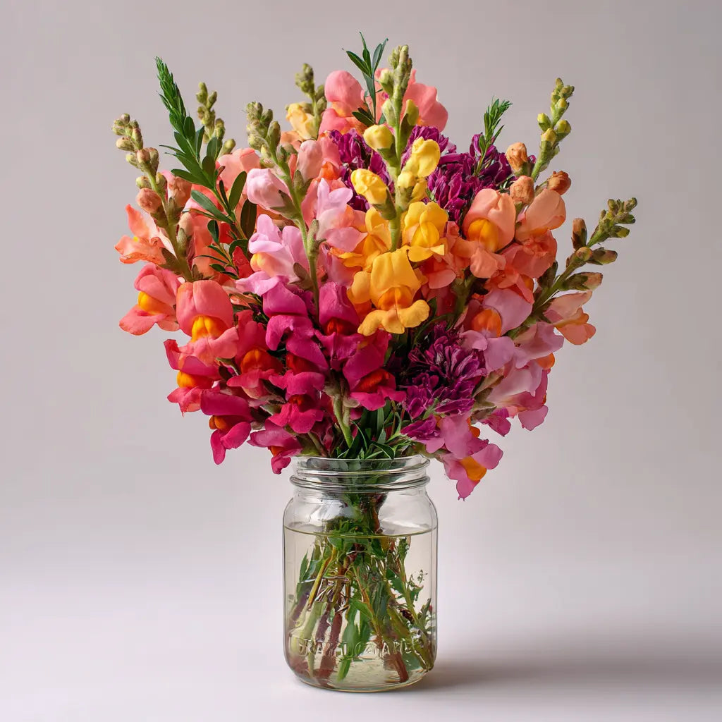 Vibrant Snapdragon Bouquet in Mason Jar Send Blooms