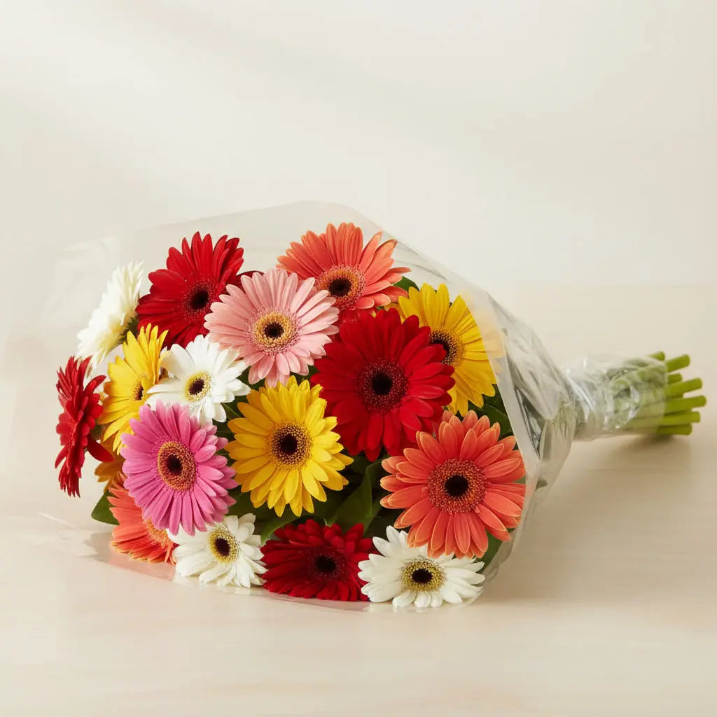 Vibrant Rainbow Gerbera Daisy Flower Bouquet Delivery Send Blooms