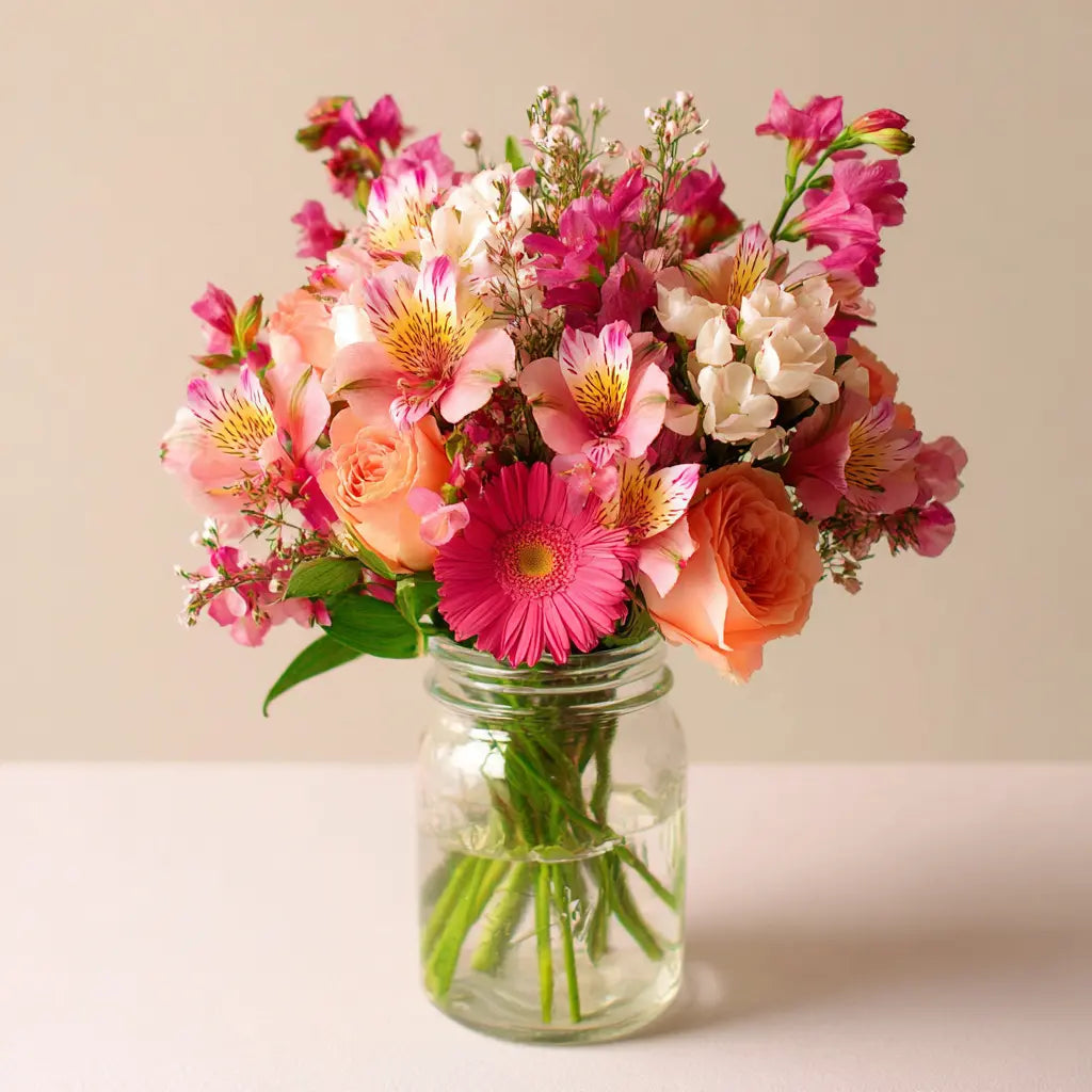 Warm Toned Bouquet in Mason Jar Send Blooms