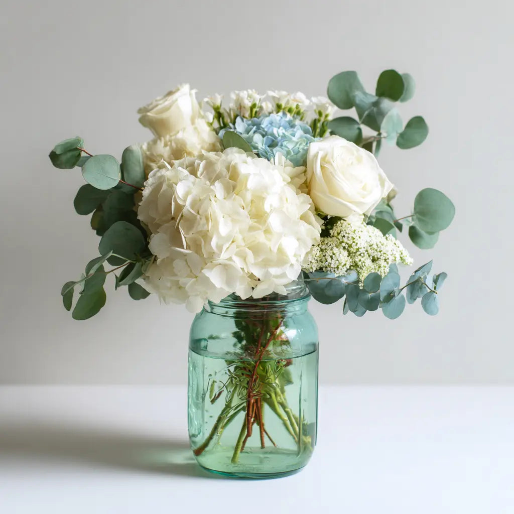 Tranquil Cloudscape in a Mason Jar Send Blooms